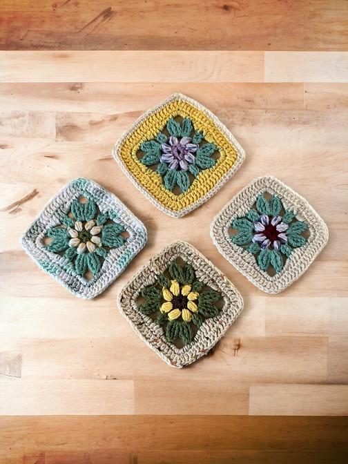 Crochet Flower Coasters - Easy Granny Square Pattern